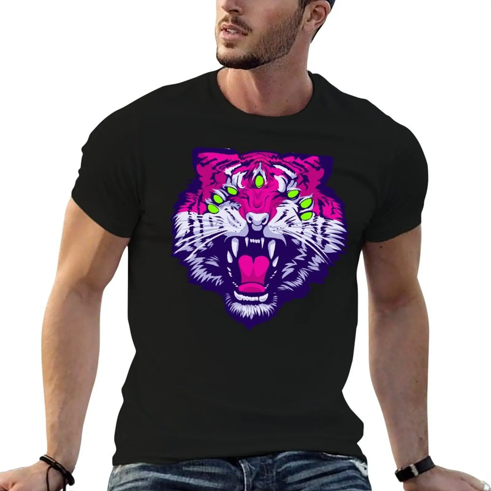 Seven-Eyed Tiger T-Shirt t shirts cotton 100% graphic t shirts for man man t shirts graphic T-shirt