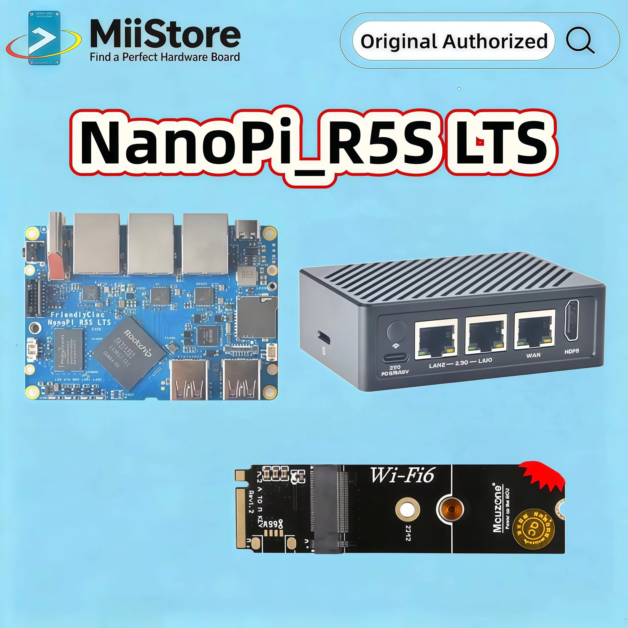 NanoPi_R5S LTS, Free NVME to WiFi6 Network Card, RK3568, 4GB DDR, 32GB EMMC (Various Flash Modes: Card/USB/Web) M.2 NVME SSD, HD