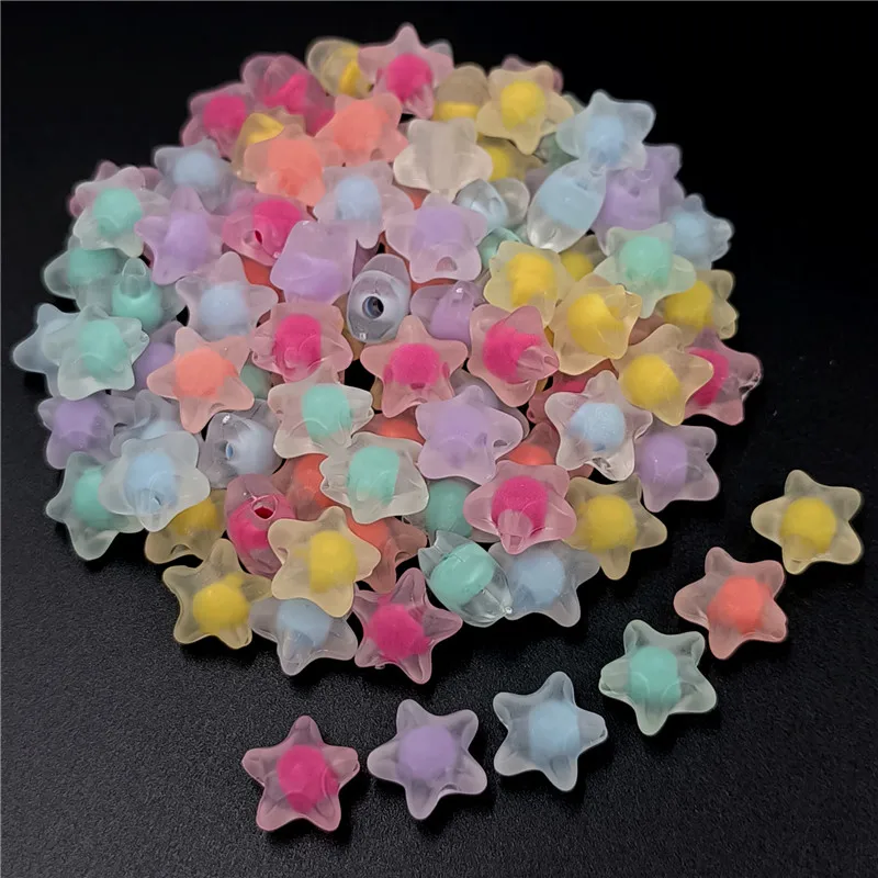 20pcs/bag Matte Sandwich Color Star Butterfly Pentagram Beads Pendant DIY For Jewelry Making Accessories