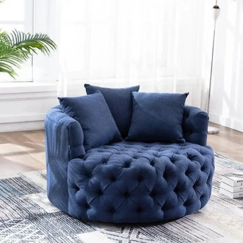 American light luxury simple clothing store fabric buckle single chair, hotel living room round rotating sofa chair