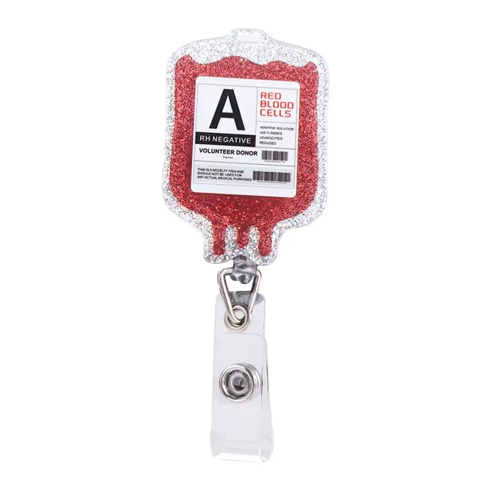 ABS Retractable Badge Reel Easy To Pull Buckle Nurse Keychain Blood Type Bag Shape Clips Simplicity Easy Pull