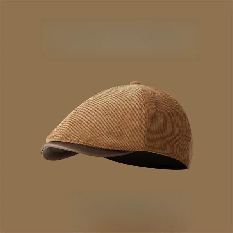 

Vintage Corduroy Baker Boy Hat Autumn Winter Warm Fashion Newsboy Cap with Peak for Women Unisex Outdoor Streetwear