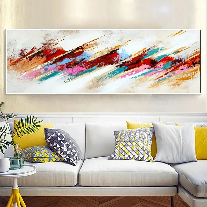 Modern Abstract Wall Art Blue Color Block HD Canvas Oil Paintings Posters & Prints Home Bedroom Living Room Decoration