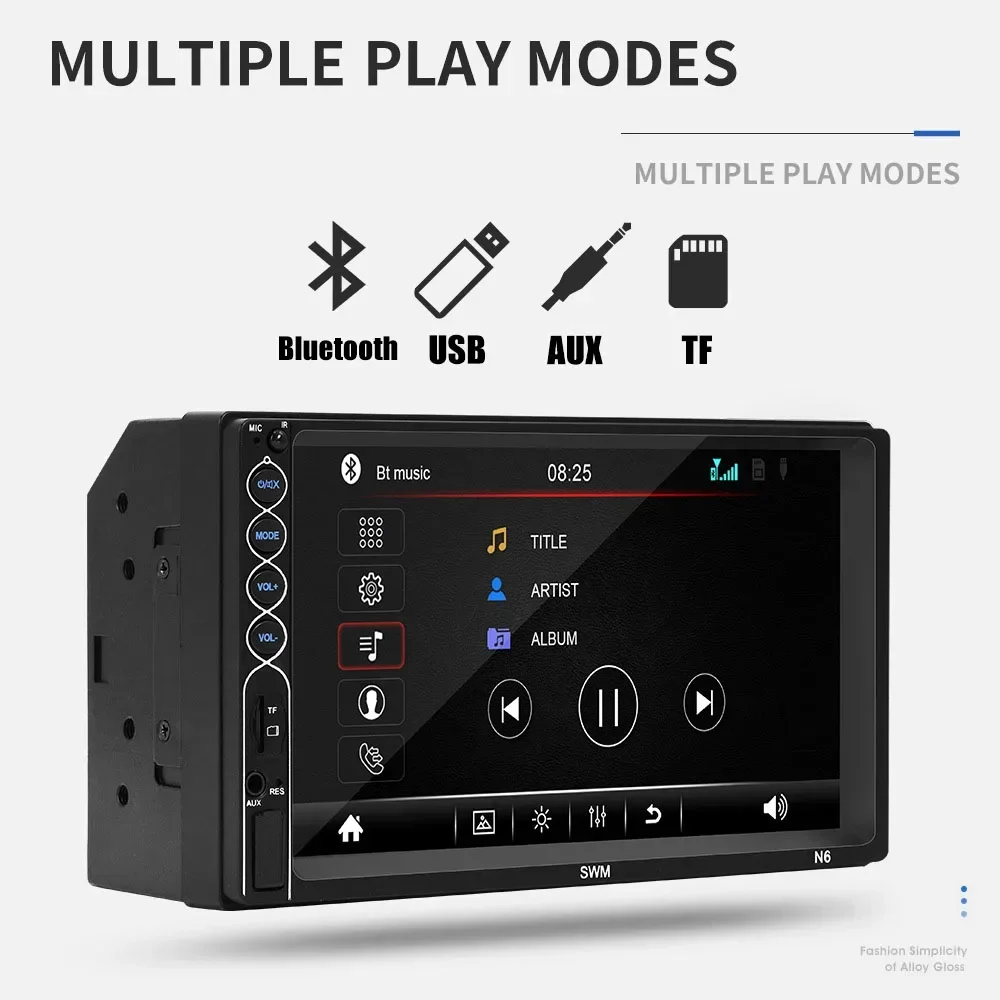 N6 2 Din Car Radio Stereo MP5 Player 7inch Touch Screen Bluetooth USB AUX TF Mirror Link Dash Head Unit Camera Multimedia Player - Image 3