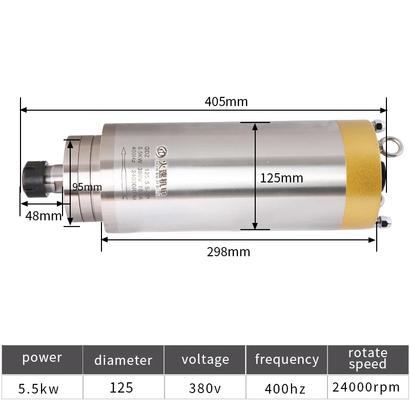 5.5kw Cnc 380v Diameter 125mm Spindle Motor Inverter Kit Router Machine Spindle With Vfd Controller Kits