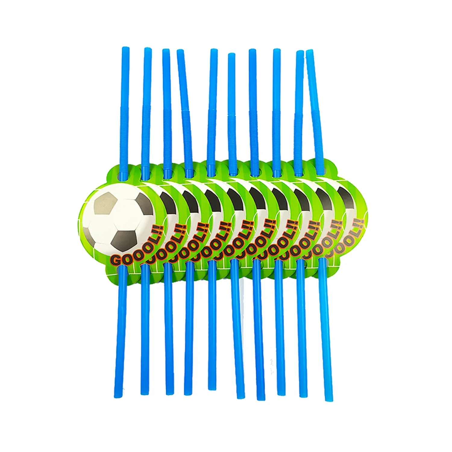 Kreatwow-Football Theme Plastic Straws, Extra Long, Blue Cylindrical Curved, Party Fancy Supplies, 10.23 in, 20PCs