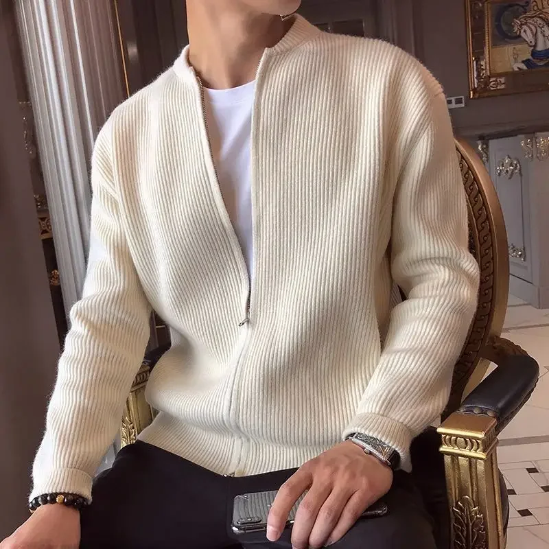 Autumn Winter Jackets Men Knitted Cardigan Sweaters Zipper Coat Long Sleeve Business Casual Tops High-end Luxury Brand Outerwear