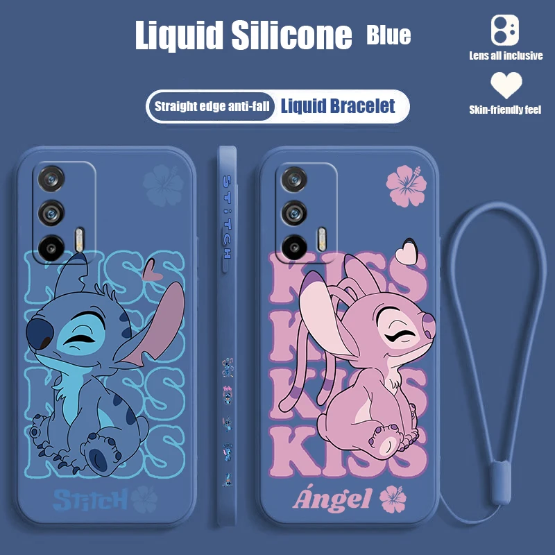 Disney Stitch For Realme Q5 GT Neo 5 3T 3 XT X3 C55 C30 C21Y C11 C2 Explorer Master Liquid Left Rope Phone Case