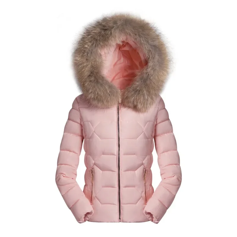 Fake Fur Women Parkas Autumn Winter Down Jacket Female Cropped Coat Parkas Hooded Warm Winter Puffer Jacket Women 2024 New