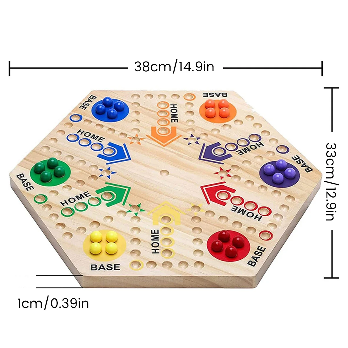 Double-Sided Fast Track Marble Board Game Wooden with 6 Dice and 30 Marble Balls Interactive Marbles Board Game Set