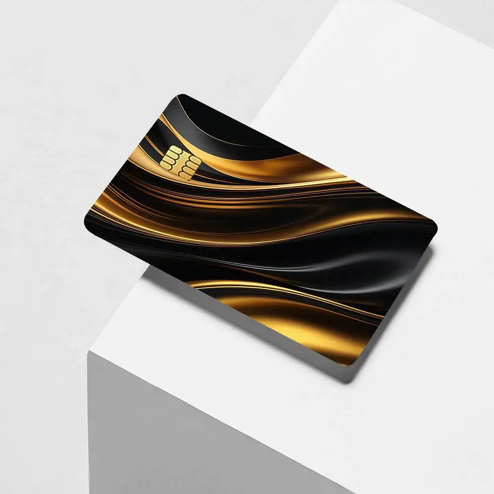 Fashion print Black Gold Credit Card Decorative Card Stickers Suitable For Bank Cards Metro Transit Anti-scratch Gift 4PCS