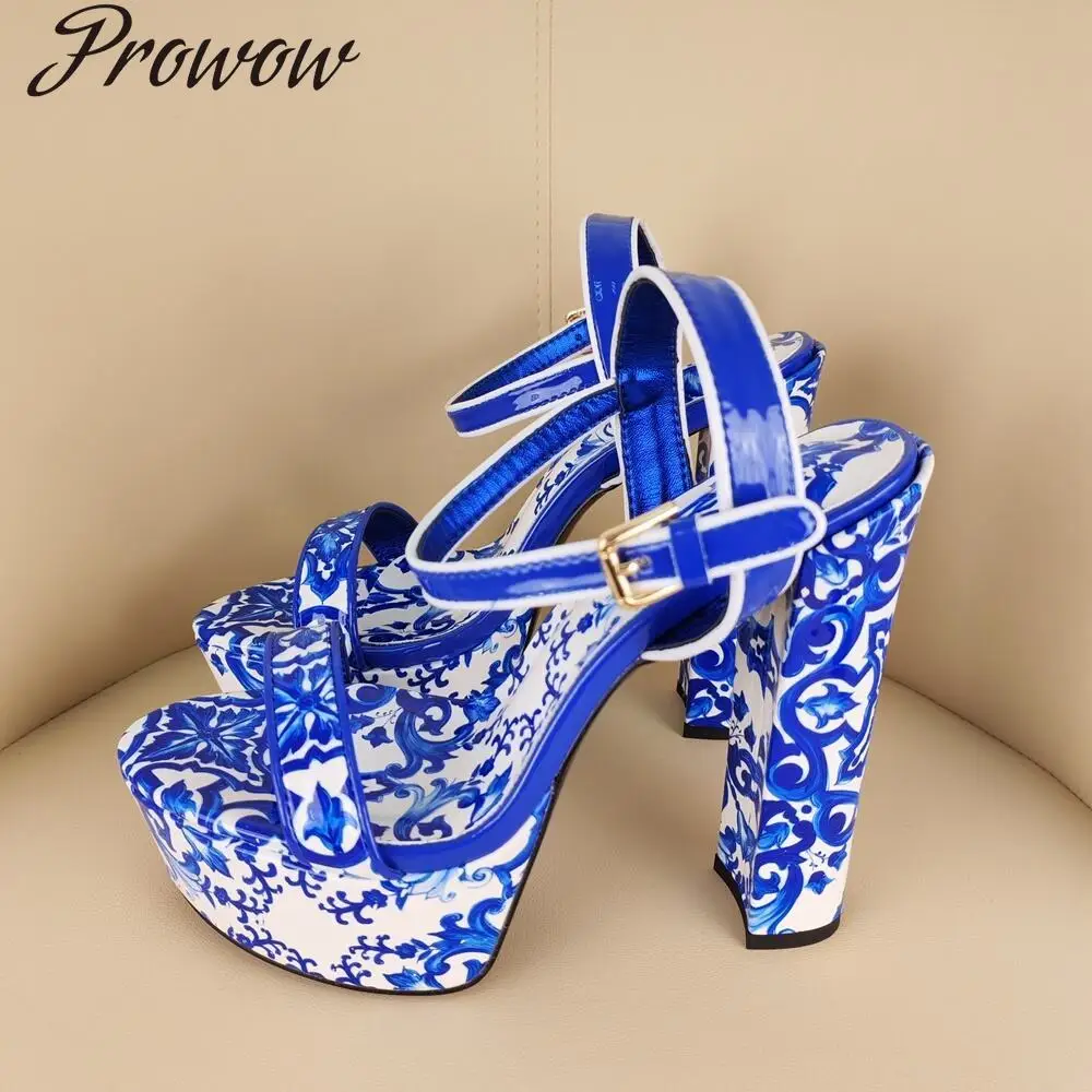 

Модные сандалии на толстом каблуке с круглым носком и принтом на платформе, женская обувь Zapatos Mujer
