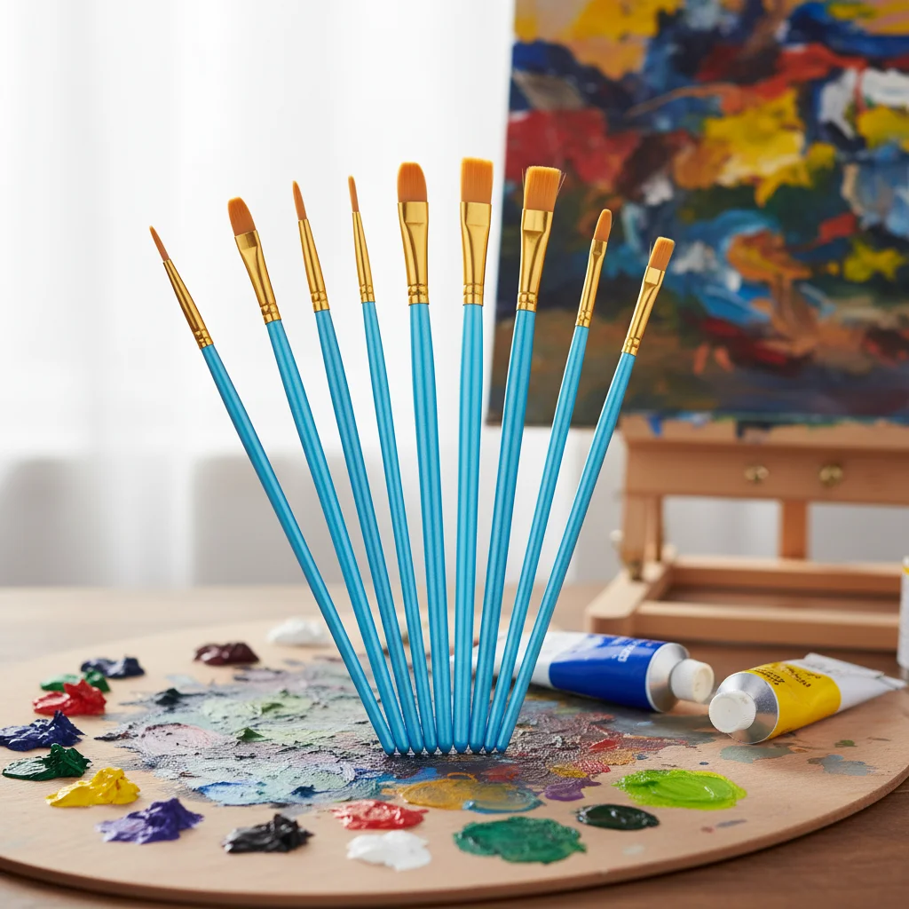 10Pcs Acrylic Watercolor Paint Brushes Round Pointed Nylon Tips for Art Painting Tools