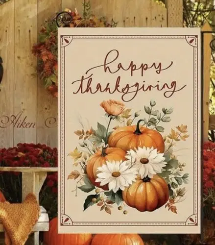 Happy Thanksgiving Double sided Vibrant Garden Flag ~ 12