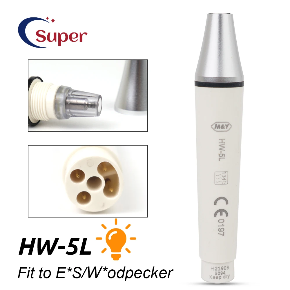 

Dental Ultrasonic Scaler LED Handpiece Metal Head HW-5L with light Fit E*S woodpecker Dental Equipmenters