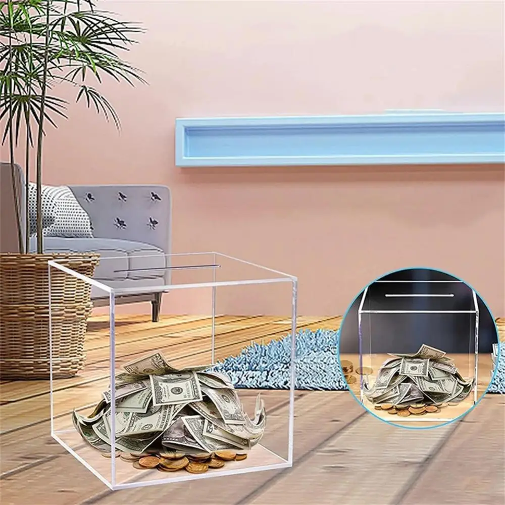 Transparent Bank Box Coin Deposit Box The Second Generation Of Piggy Bank Transparent Acrylic Bank Souvenir Coin Bank