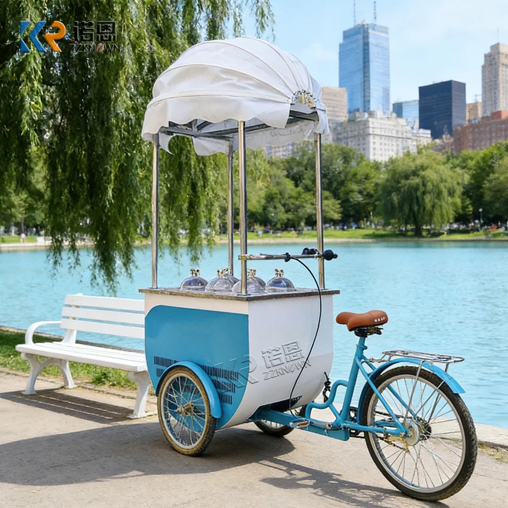 

Outdoor Food Cart Mobile Street Coffee Dessert Snack Kiosk Modern Vendor Ice Cream Tricycle Cart For Business Events