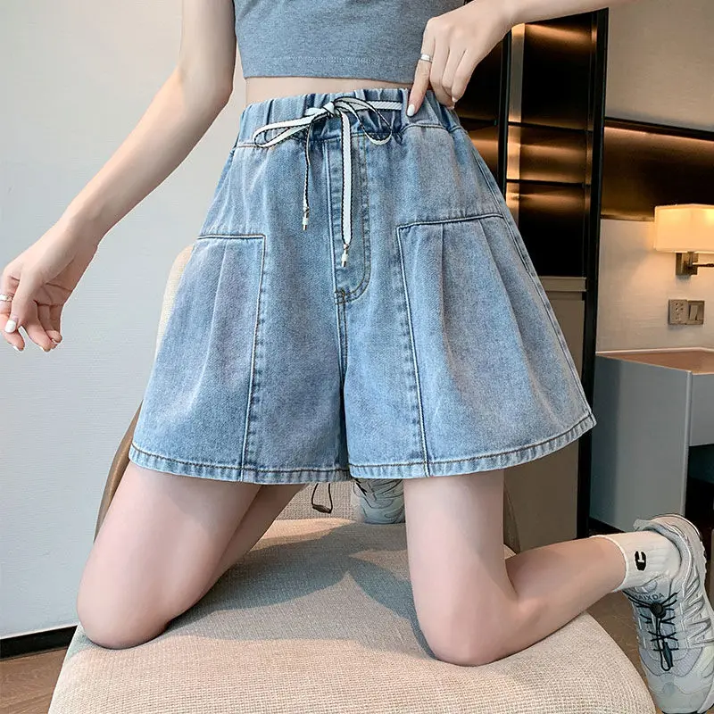 Women's Summer Fashion Simplicity Hole High Waist Wide Leg Women Clothes Trend Temperament All-match Casual Denim Shorts