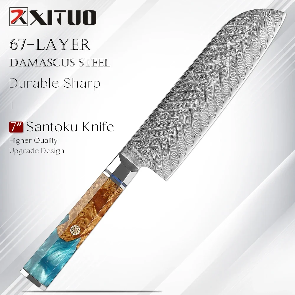 Damascus Steel Knife Super sharp Santoku Knife Japanese Chef's Knife Kitchen Cooking Knife Genuine Ladies Small Vegetable Knife
