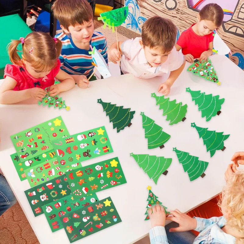 24 قطعة مجموعة كاملة من شجرة عيد الميلاد مع ملصقات وحلي ذاتية الصنع هدايا للأطفال 2026 ديكور منزلي لحفلات رأس السنة الجديدة #4