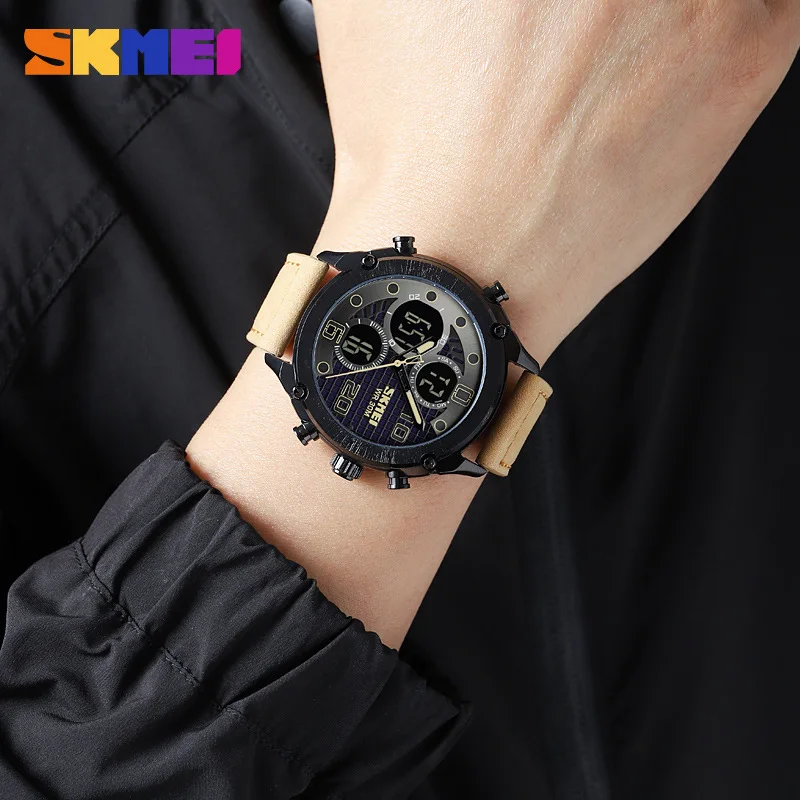 Skmei Outdoor Sports Men Electronic Watch Double Inserts Multi-Function Watch impermeável despertador luminoso relógio eletrônico