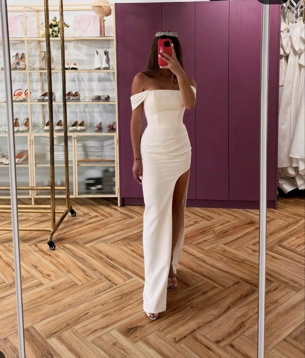 Customize Vestidos de  Novia 2025 Simple Wedding Dress Strapless Stunning Mermaid Side Slit Robe De Mar For Women Bridala Gowns