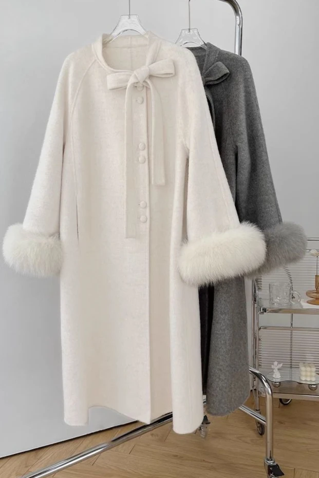 

2026 Autumn and Winter Women's Woolen Coat Loose Long Casual Faux Fur Coat