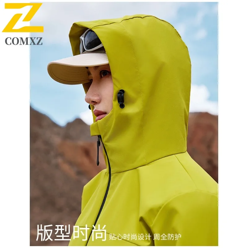 سترة رجالي بقلنسوة ممتازة من COMXZ معطف فضفاض لتسلق الجبال مقاوم للرياح للدراجات النارية نمط يومي مريح للخريف معطف جديد بسحاب #6