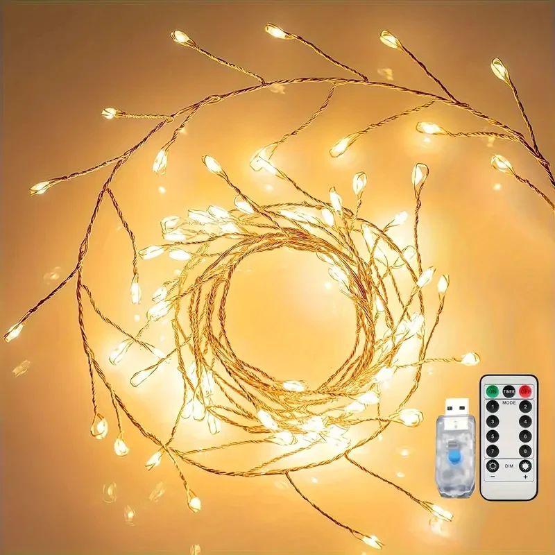 LED Fairy Lights With Remote Contron USB Copper Wire Light String Indoor Holiday Garden Lights Outdoor Christmas Lights Decorati