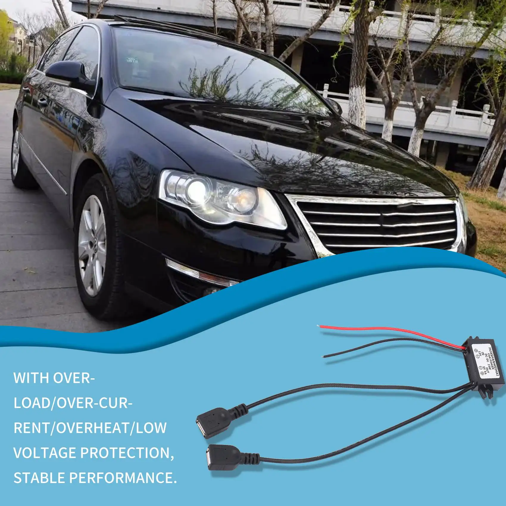 

Преобразователь постоянного тока 12 В в 5 В, 3 А, двойной 2 USB в автоматический регулятор мощности, понижение напряжения