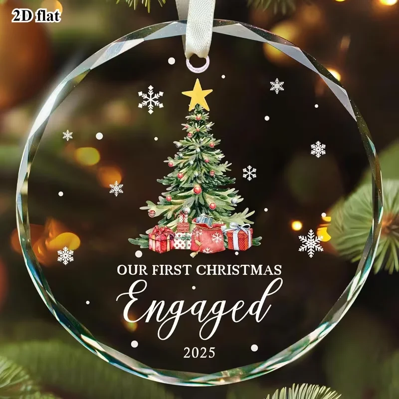 طائرة ثنائية الأبعاد، زخارف زجاجية لطيفة - 8 × 8 سم (8 سم مستديرة) عناصر تذكارية لعيد الميلاد وعيد الحب وعيد الشكر، يمكن تعليقه