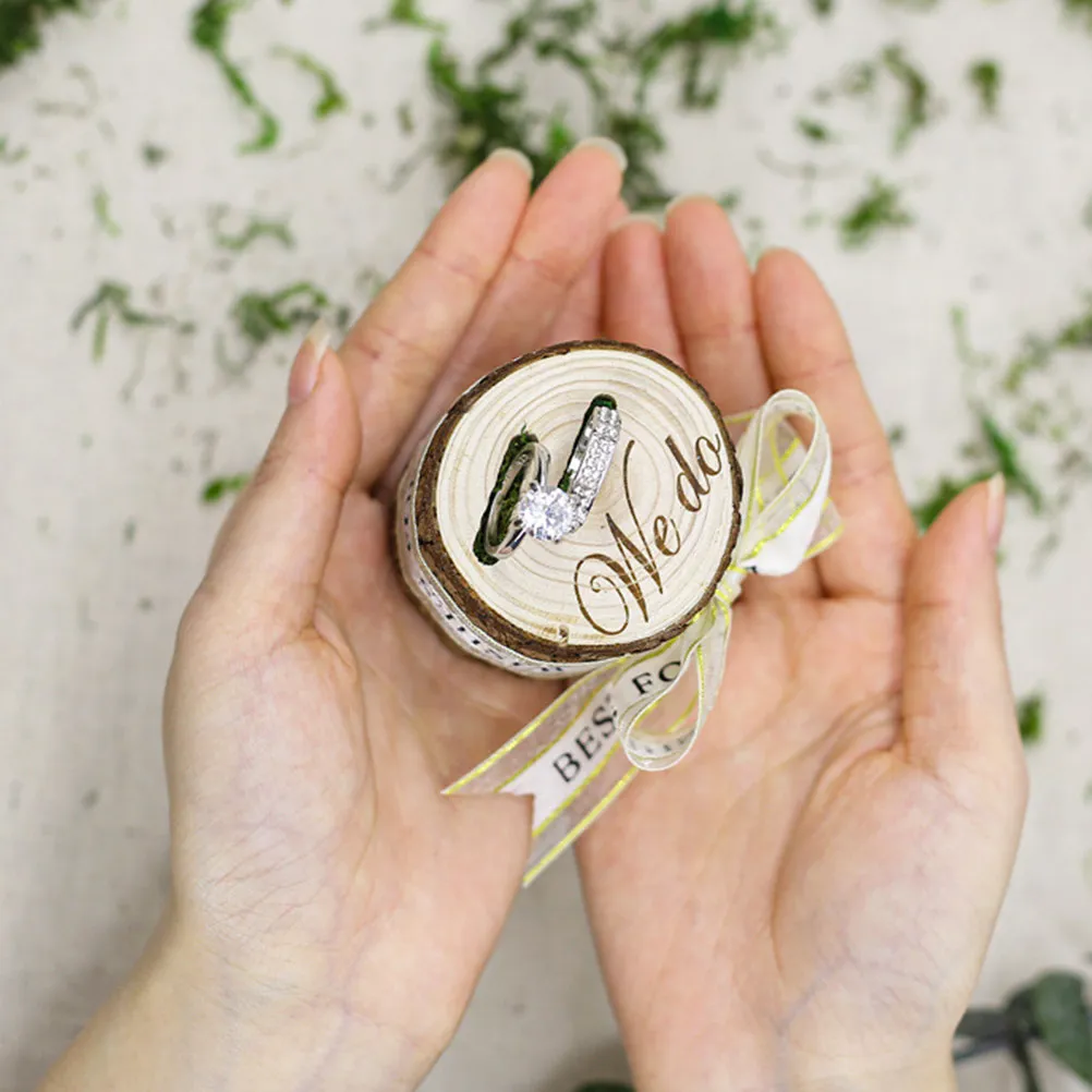 

Wooden Ring Box Rustic Letter Engraved Engagement Storage Case Vintage Chic Wedding Ring Holder Display Jewelry Box
