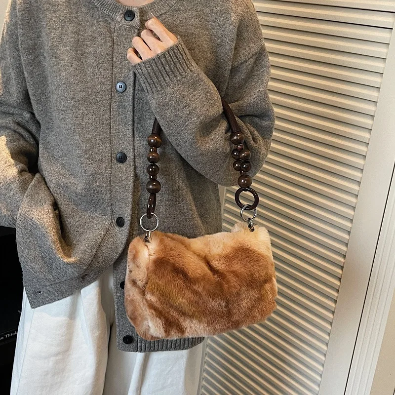 

Casual Soft Plush Bag 2025 - Women's Winter Leopard Print, Chain Single-Shoulder Bag