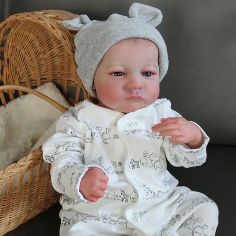 Baby Doll rinato rifinito già dipinto da 45 cm Levi Awake Baby Doll con capelli disegnati a mano Vene visibili sulla pelle 3D