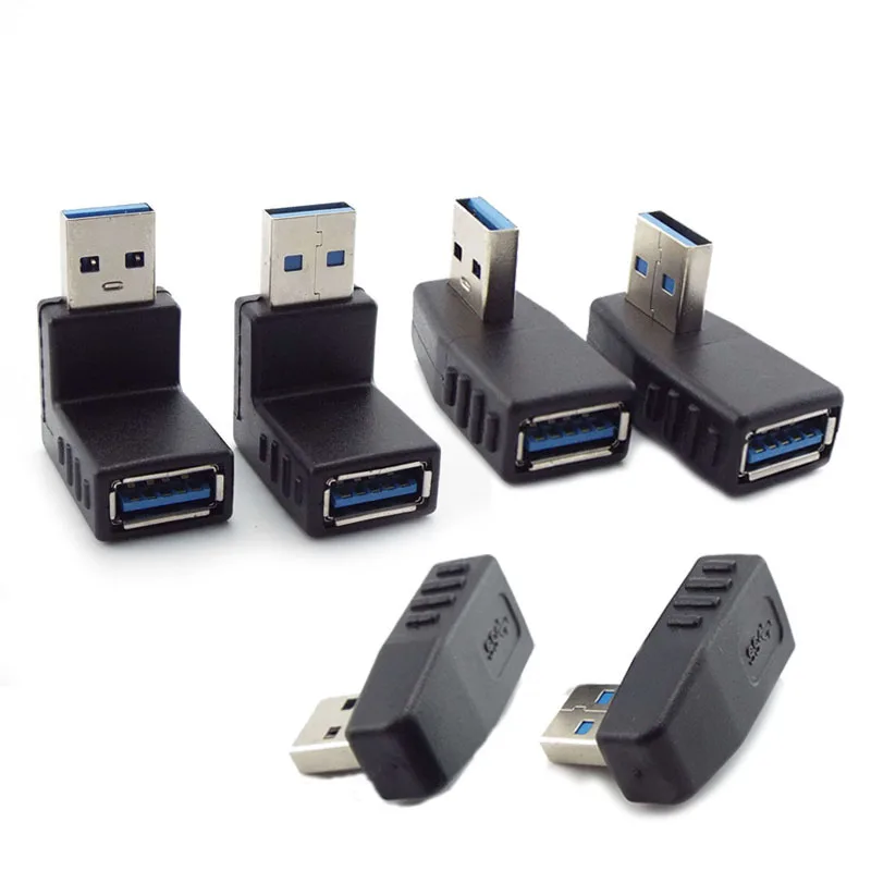 1/2/5pcs USB 3.0 A Male to Female Adapter Connector plug cable Extension Extender 90 Degree Angle Coupler For Laptop PC D6