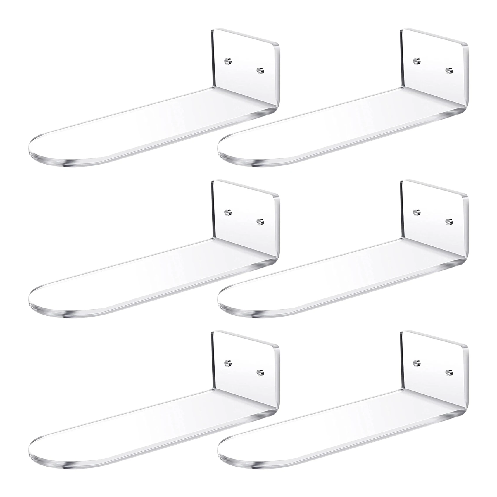 A56X 6-pack zwevende schoenenplanken, transparant acryl wandgemonteerde schoenenplanken, voor display verzamelbare schoen en sneaker