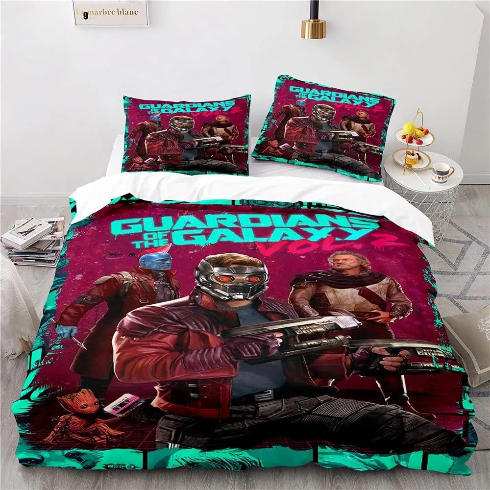 Guardians of the Galaxy Bedding Set,Marvel Heroes Duvet Cover 3D Print,Cartoon Quilt Cover Pillowcase king Queen Size Boys Adult