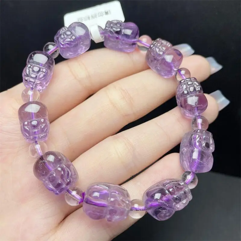 8-10MM Natural Amethyst Pixiu Bead Braclet Strand Women Men Healing Reiki Energy Jewelry Lovers Holiday Gift 1pcs