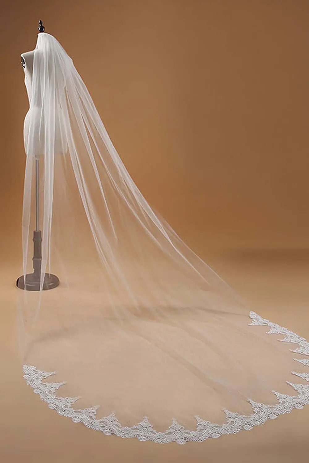 Velo de novia de 3m, accesorios para vestido de novia, velo de novia de una sola capa con estilo de encaje, velo de novia, accesorios para el cabello de boda