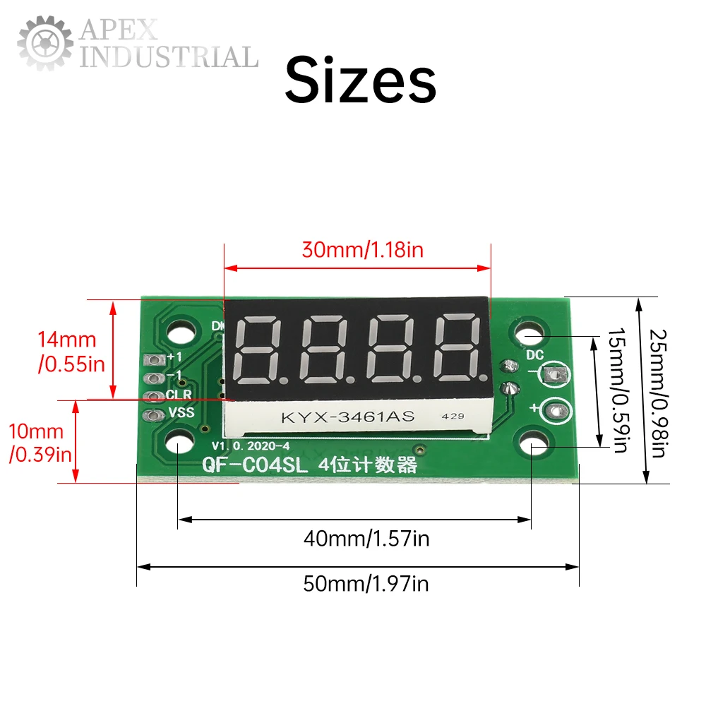 QF-C04SL 0-9999 Electronic Digital Counter Module DC4-25V 0.36 inch LED Digital Display With Power Cut Memory Function