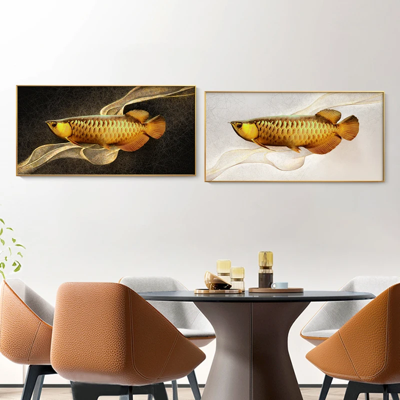 Gold Fish Posters Wall Art Modern Canvas Prints Fish Pictures Bedroom Animal Decorative Painting for Living Room Home Decor