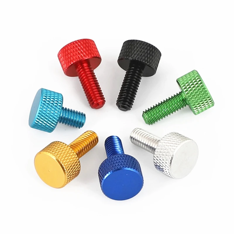 5pcs/lot M3 M4 M5 M6*6/8/10/12/16/20 colourful aluminum knurled hand tighten thumb screw