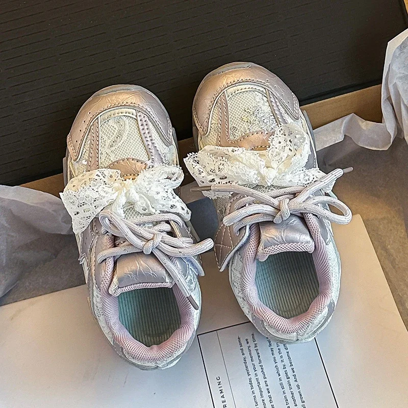 Spring Autumn Children's Boy Girls Microfiber Leather Thin Bottom Running Shoes Toddler Shoelaces Non-slip Training Sneakers
