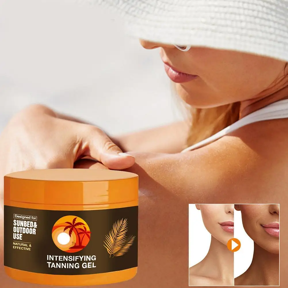 Gel de bronceado intenso, acelerador, Solarium bronceador, crema facial reparadora de verano, crema hidratante larga para el cuerpo, X3f2