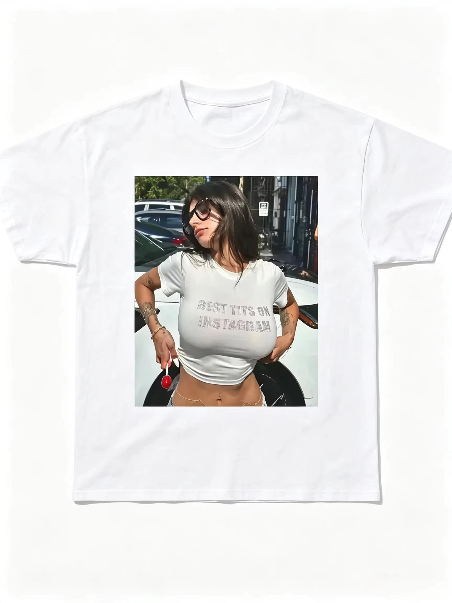 2026 Cotton Tee Harajuku Mia Khalifa Shirt Aesthetic Girl's Clothes Graphic T-Shirt Y2k Top Same Sty
