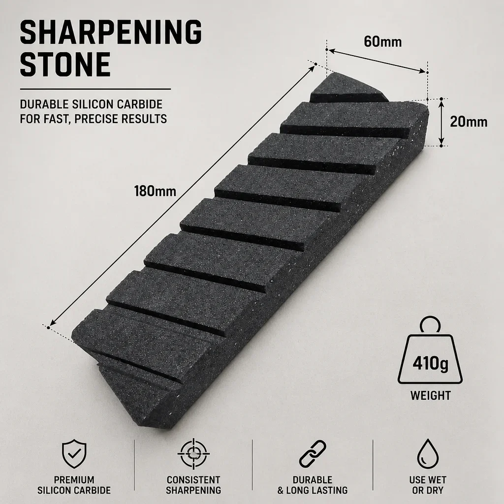 Silicon Carbide Flattening Stone 320 Grit Whetstone Leveler Slotted Repair Tool for Sharpening Stones 180x60x20mm