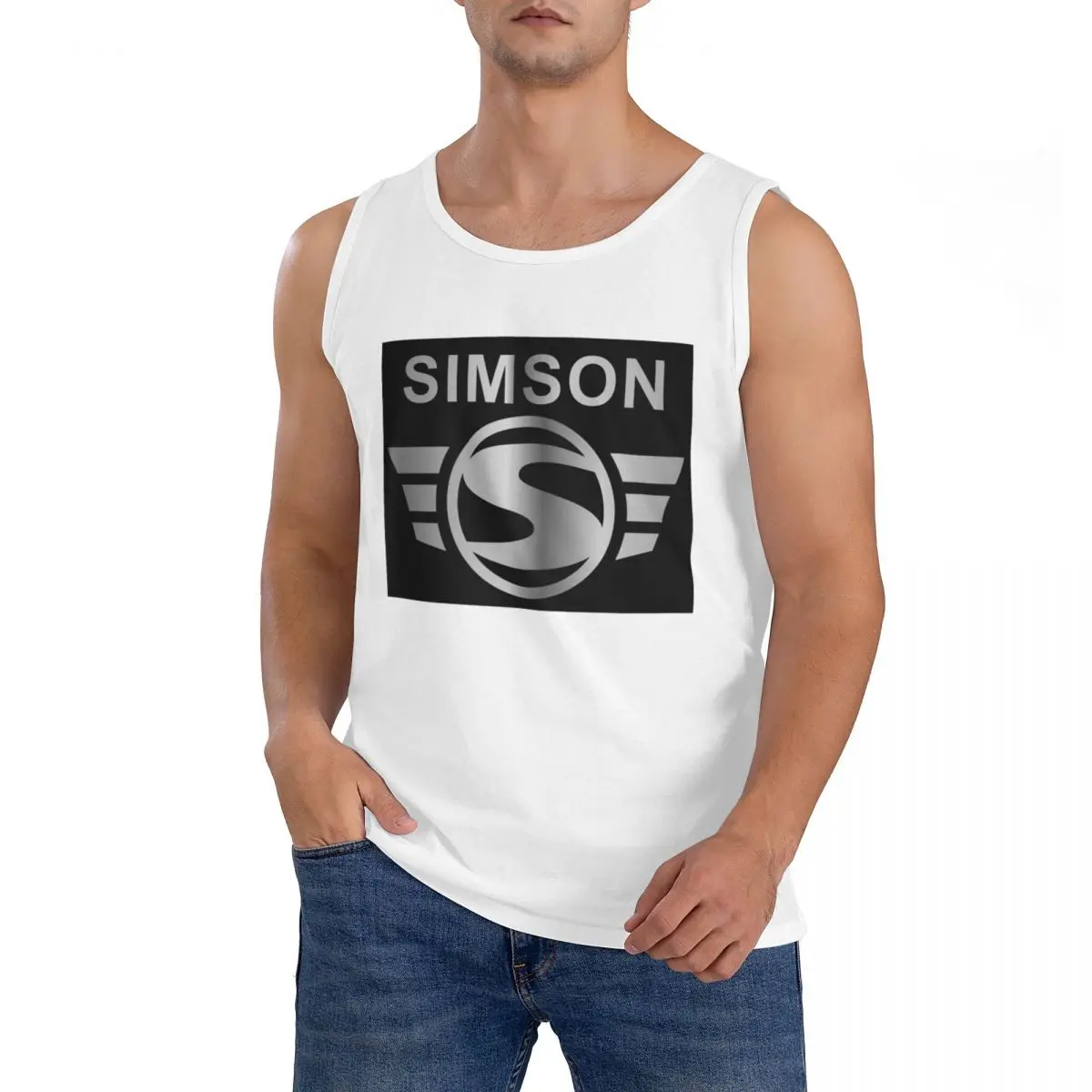 100% Cotton Vintage Simson Sleeveless T-Shirt Men Workout Sports Clothing Tops Men's Crew Neck Vest