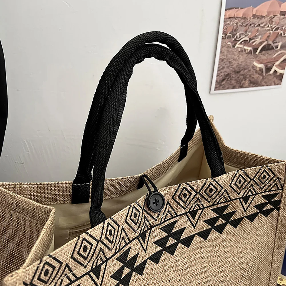 레트로 민족 린넨 핸드백 여성 대용량 어깨 가방 비치 핸드백