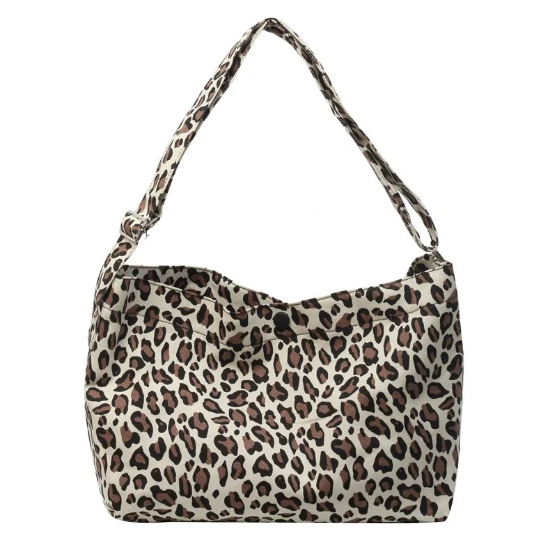 

Leisure Time Leopard Canvas Commuter For Women 2024 New Fashion Handheld Large Capacity One Mommy Cross Shoulder Tote Bag