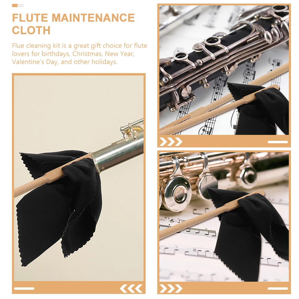 

Flute Cleaning Rod Equipment Cloth Maintenance Kit Music Instrument Tuning Cleaner for Material Accessory